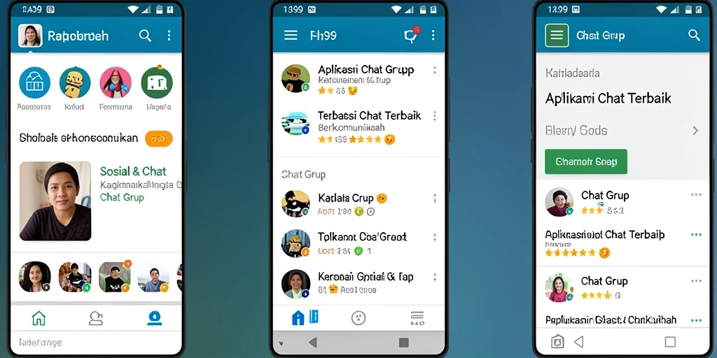 Tampilan antarmuka aplikasi FA99 dengan fungsi chat grup yang menarik.