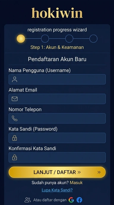 Tampilan halaman daftar hokiwin