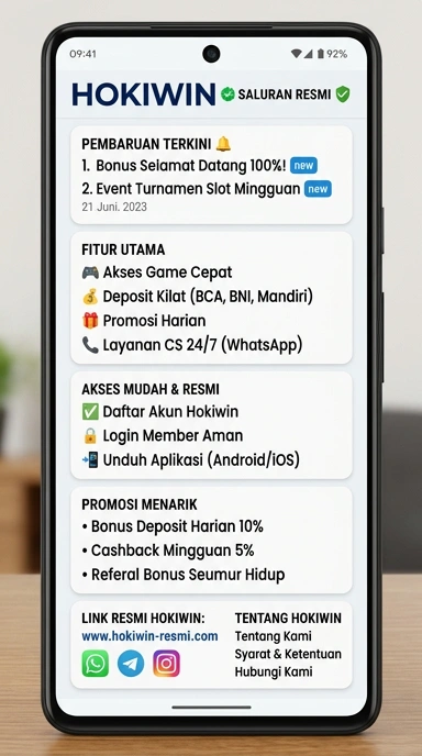 Tampilan kanal resmi hokiwin